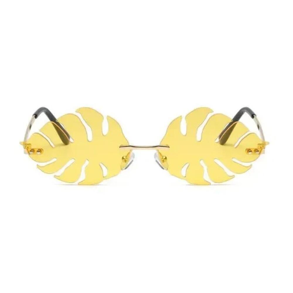 6172 | Yellow Rimless Leaf Novelty Sunglasses